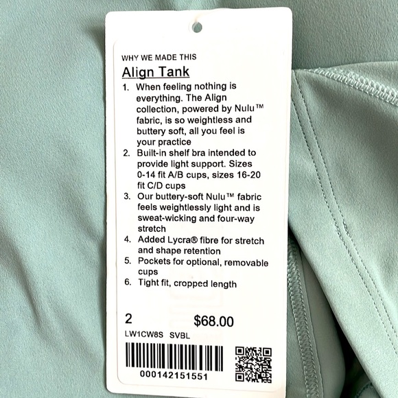 NWT Lululemon Align Tank Top Silver Blue Size 2 - Picture 3 of 10